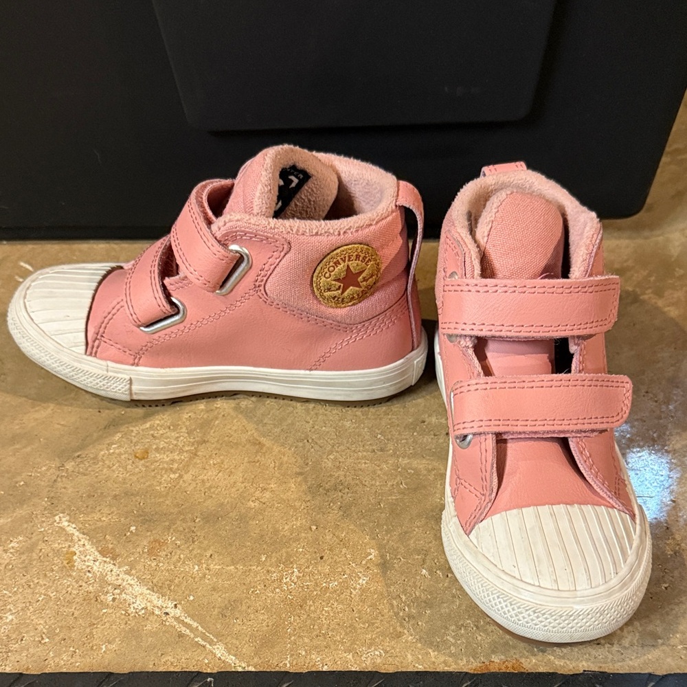Converse Kids Pink Double Strap Sneakers